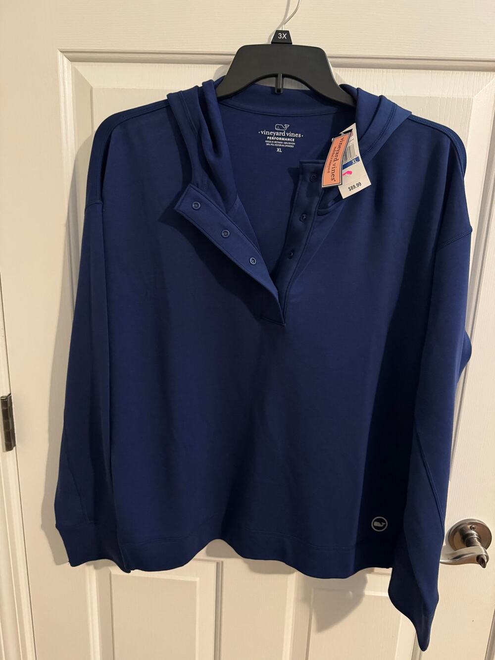 Vineyard Vines New Women's Performance Snap Placket Pullover Hoodie Navy Blue XL